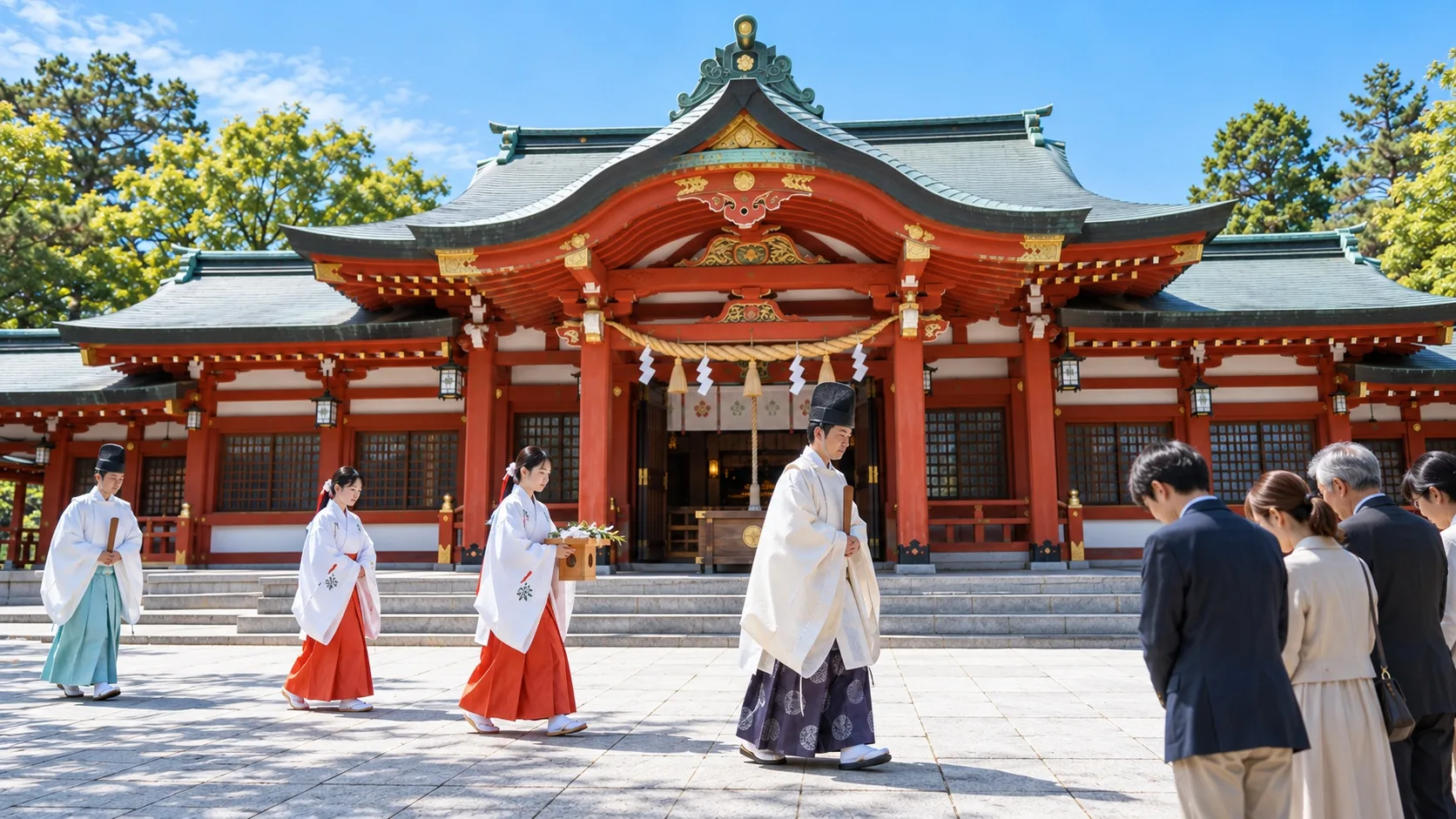 拝殿前で行われる赤綴神社の祭事